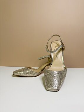 Women's Metallic Gold Ankle Strap Heels